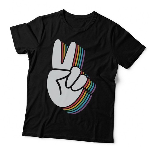 Peace sign with rainbow - with,